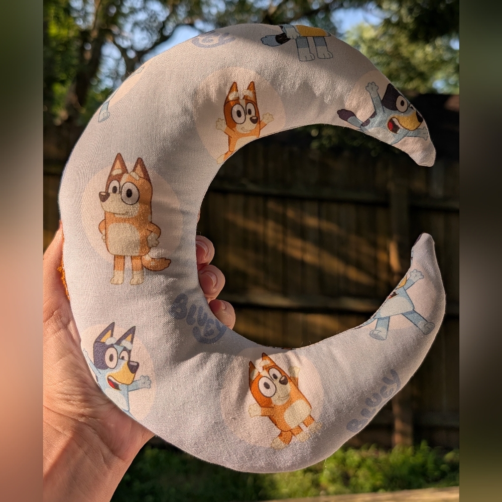Bluey Character Moon Pillow